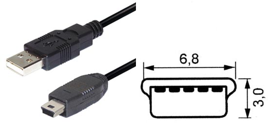 USB kabel USB A-m / USB Mini-B-m 5pin 1,8m