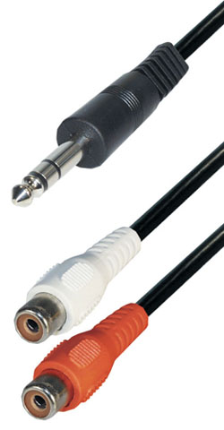 Kabel 6,3mm stereo-m / 2 CINCH-ž 0,2m