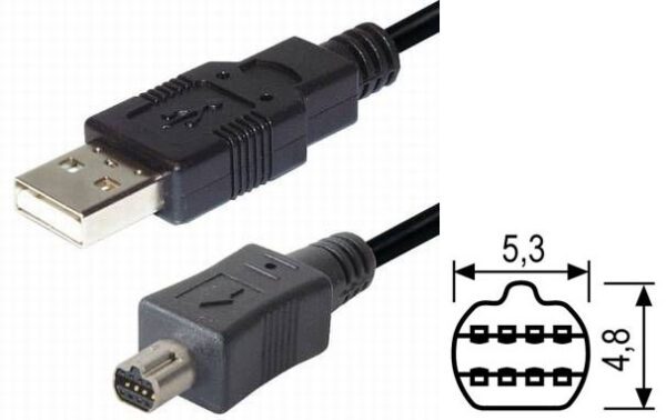 USB kabel USB A-m / USB Mini-m 8pin 2m