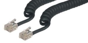 Telefonski spiralni kabel za slušalicu 2m crni