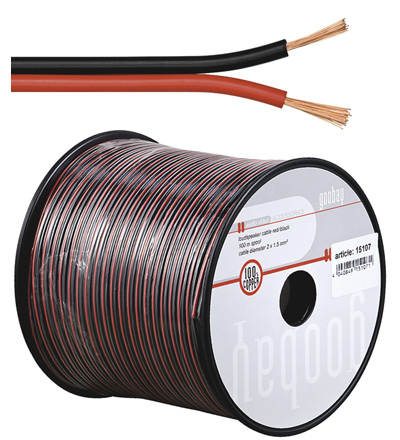 Kabel za zvučnik 2x0,5mm2 crveno crni 100m Cu