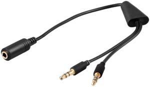 Kabel 3,5mm stereo 4pin-ž / 3pin-m x2  0,4m adapter