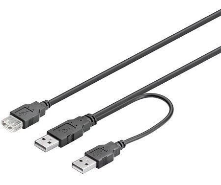 USB kabel 2 USB A-m / USB A-ž 30cm