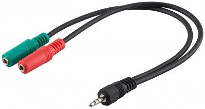 Kabel 3,5mm stereo 4pin-m / 3pin-ž x2 0,3m adapter AUX