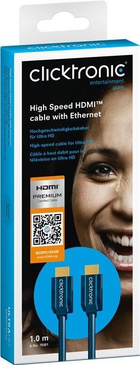 HDMI kabel  1m UHD 4K CLICKTRONIC 70301