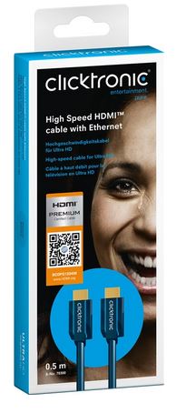 HDMI kabel  0,5m UHD 4K CLICKTRONIC 70300