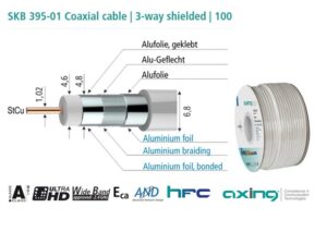 Koax kabel 75ohm 3 shield 100m AXING SKB 395-01