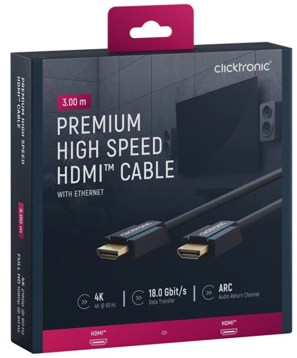 HDMI kabel  3m UHD 4K CLICKTRONIC 70304