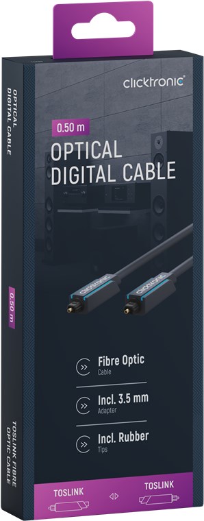 Kabel TOSLINK optički audio 0,5m + 3,5mm Mini Toslink CLICKTRONIC 70365