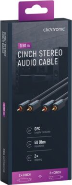 Kabel CINCH stereo audio 0,5m CLICKTRONIC 70376