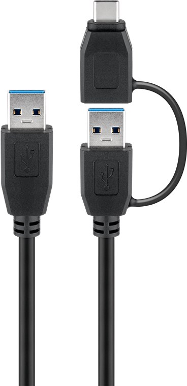 USB kabel USB A-m / m 0,5m + USB-C adapter