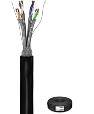 Kabel CAT6A S/FTP kruti Cu oklopljen PIMF vanjski PE crni 100m