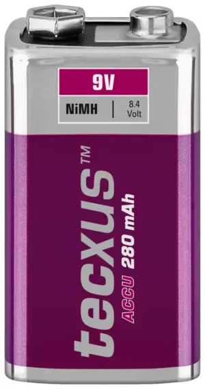 Baterija 1,2V 9V 280mAh NiMH punjiva TECXUS 1kom