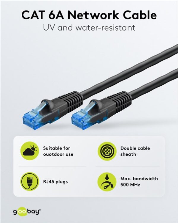 TI6AUTPUV-10 Patch kabel CAT6A U/UTP 2xPE vanjski 10m crni