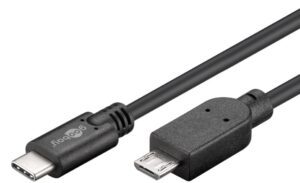 Kabel USB-C-m / USB Micro B-m USB2.0 OTG 0,6m crni