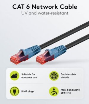 Patch kabel CAT6 U/UTP 2xPE vanjski 10m crni
